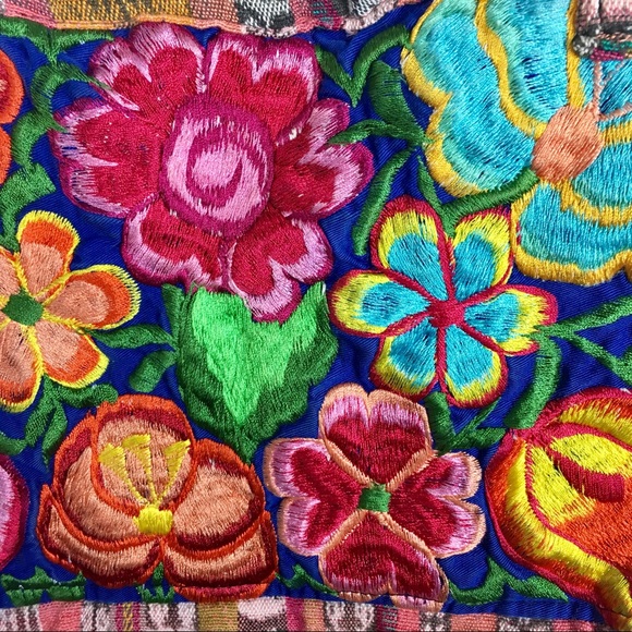 Artisanal Embroidered Handbag  Suede Multicolor 602916